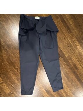Tish Cox Navy Bow Accent Women's Pants Solid Zip Button Dry Clean Made in Dallas